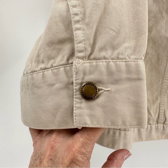 Caribbean Joe Antiqued Collection Short Beige Embroidered Rose Jacket Size 2XL - Picture 7 of 16